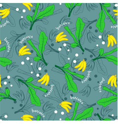 Banana Seamless Pattern With Tropical Leaves