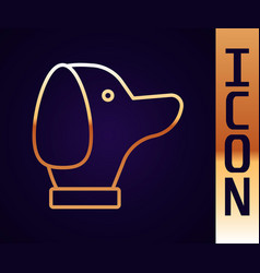 Gold Line Dog Icon Isolated On Black Background