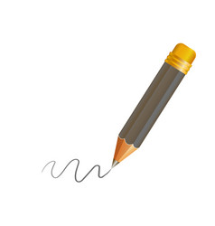 Wooden Realistic Grey Pencil With Rubber Eraser