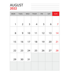 August 2022-calendar 2022 Template