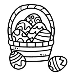 Easter Egg Basket Isolated Coloring Page For Kids