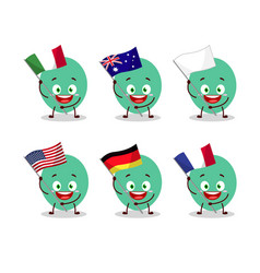 Green Baloon Cartoon Character Bring Flags