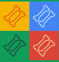 Pop Art Line Dog Bone Icon Isolated On Color