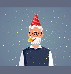 Senior Man Blowing A Party While Celebrating