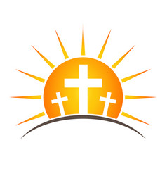 Christian Cross On A Sun Background