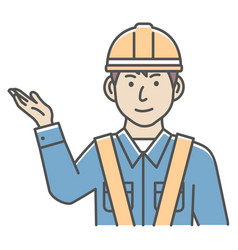 Male Blue Collar Worker Gesture Navigate