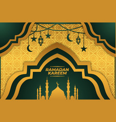 Ramadan Kareem Gold Gradient Green Mosque Flat