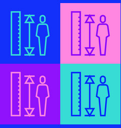 Pop Art Line Measuring Height Body Icon Isolated