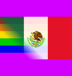 Mexican Flag Faded With Lgbt Rainbow