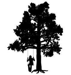 Young Woman On A Swing Under Oak Tree