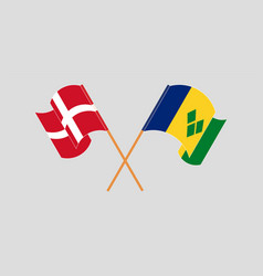 Crossed Flags Of Denmark And Saint Vincent