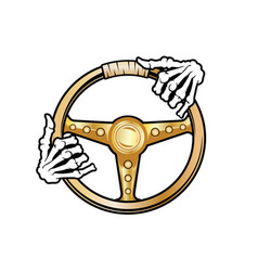 Skeleton Hands On Golden Steering Wheel