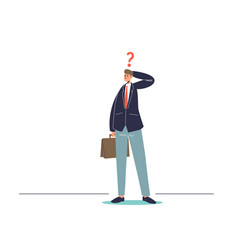 Businessman With Question Mark Pondering