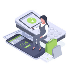 Isometric Payment Online Shopping App Mobile