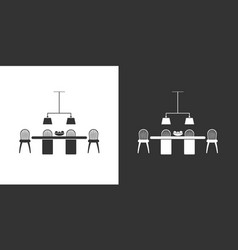 Dining Table And Chairs Black White Flat Icon