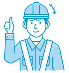 Male Blue Collar Worker Gesture Thumb Up Ok