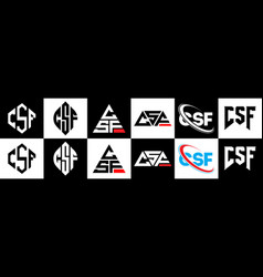 Csf Letter Logo Design In Six Style Polygon