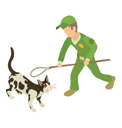 Cat Trapping Icon Isometric Man With Noose