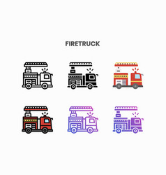 Firetruck Icon Set With Different Styles