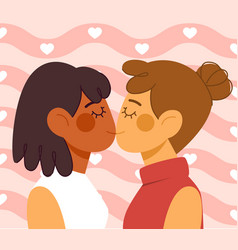 Flat Design Lesbian Couple Kissing