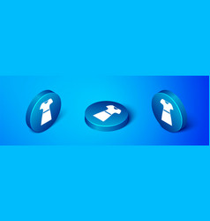 Isometric Woman Dress Icon Isolated On Blue