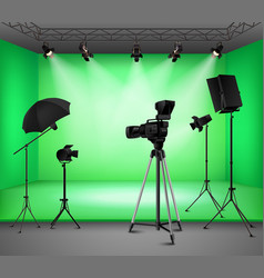 Realistic Green Screen Studio Interior