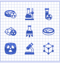 Set Test Tube Microscope Molecule Petri Dish