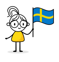 Woman Holding Flag Of Sweden Isolated On White