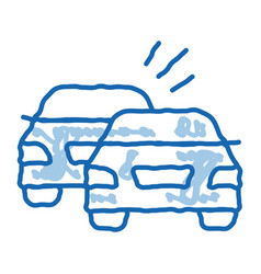 Overtaking Previous Car Doodle Icon Hand Drawn