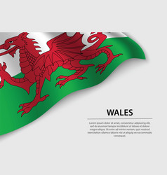 Wave Flag Of Wales On White Background Banner