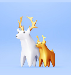 3d Christmas Deer Statue Isolated