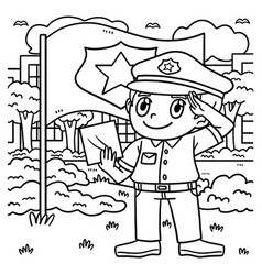 Saluting Police Officer Coloring Page For Kids