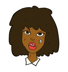 Comic Cartoon Woman With Bruised Face