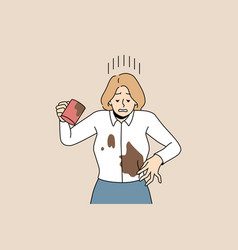 Distressed Businesswoman Spill Coffee On Blouse