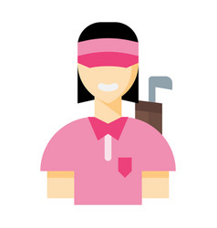 Female Golfer Icon In Flat Style