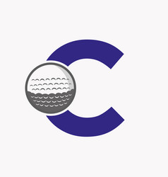 Golf Logo On Letter C Initial Hockey Sport