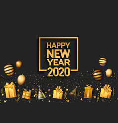 Happy New Year 2020 Golden Number In Square