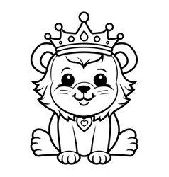 Lion King With Crown Coloring Page Outline