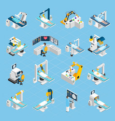 Robotic Surgery Isometric Icons Set