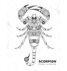 Scorpion Silhouette With Gears Punk Style