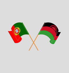 Crossed And Waving Flags Of Portugal Malawi