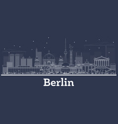 Outline Berlin Germany City Skyline With White