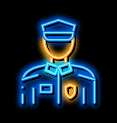 Policeman In Police Suit Neon Glow Icon