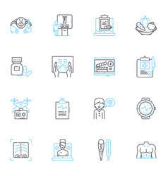 Clinical Management Linear Icons Set Diagnosis