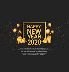 Happy New Year 2020 Golden Number In Square