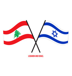 Lebanon And Israel Flags Crossed And Waving Flat