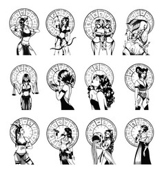 Monochrome Zodiac Signs With Women