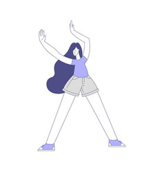 Young Woman Character Dancing Moving Body To Music