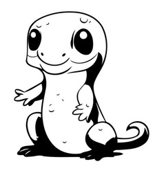 Cute Cartoon Baby Salamander Isolated On White