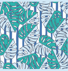 Outline Monstera Silhouettes Seamless Pattern